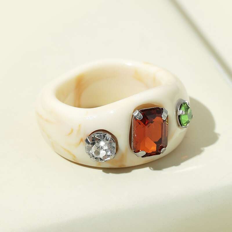 

Rhinestone Decor Ring, White