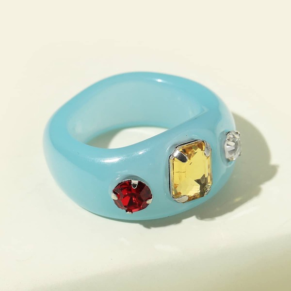 

Rhinestone Decor Ring, Baby blue