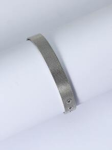 1入組個性化和極簡不銹鋼錶帶風格手環,時尚和多用途 - 銀色 - 查看 2