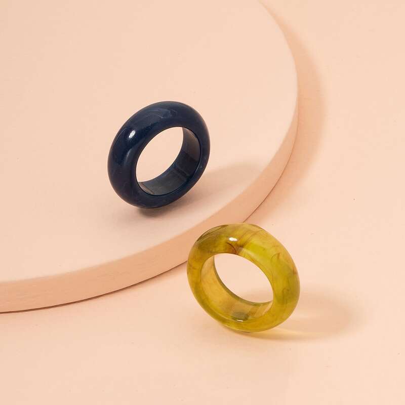 

2pcs Resin Ring, Multicolor