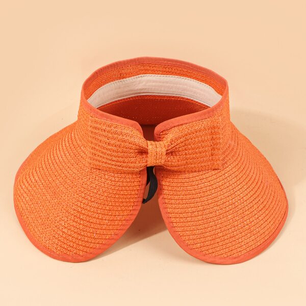 

Bow Decor Straw Hat, Coral orange