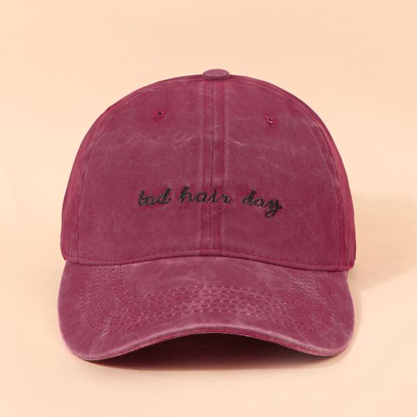 

Men Letter Embroidered Baseball Cap, Burgundy