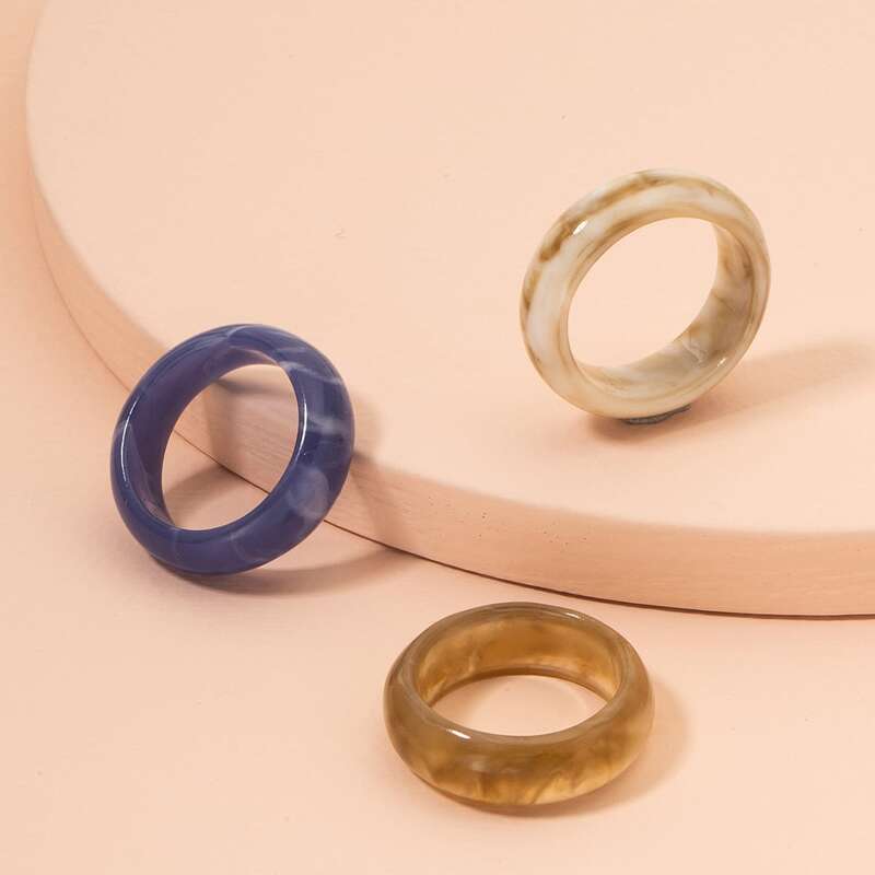 

3pcs Resin Ring, Multicolor