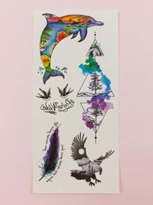 1 adesivo de tatuagem de golfinho - Multicolorido - Visão 2