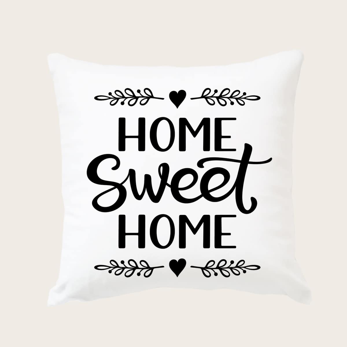 

Slogan Graphic Cushion Cover Without Filler, Black and white