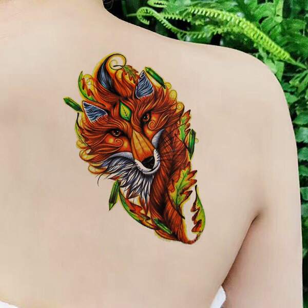 

1sheet Fox Pattern Tattoo Sticker, Multicolor
