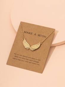 翅膀吊墜項鍊 - 金黃色 - 查看 1
