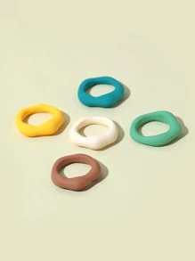 5入組彩色壓克力戒指