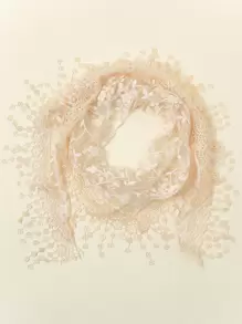 1 chiếc khăn tam giác họa tiết hoa và ren thời trang dành cho nữ, băng đô Bandana phong cách Boho, dây buộc tóc, dây buộc đầu lý tưởng để tô điểm cho vẻ ngoài của bạn trong ngày lễ tình nhân - Màu be - Xem 2