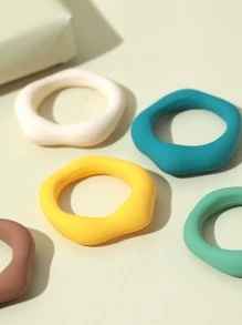 5入組彩色壓克力戒指