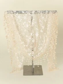 1 chiếc khăn tam giác họa tiết hoa và ren thời trang dành cho nữ, băng đô Bandana phong cách Boho, dây buộc tóc, dây buộc đầu lý tưởng để tô điểm cho vẻ ngoài của bạn trong ngày lễ tình nhân - Màu be - Xem 3