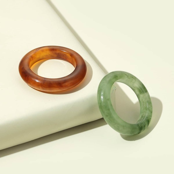 

2pcs Resin Ring, Multicolor