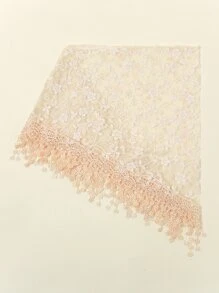 1 chiếc khăn tam giác họa tiết hoa và ren thời trang dành cho nữ, băng đô Bandana phong cách Boho, dây buộc tóc, dây buộc đầu lý tưởng để tô điểm cho vẻ ngoài của bạn trong ngày lễ tình nhân - Màu be - Xem 5