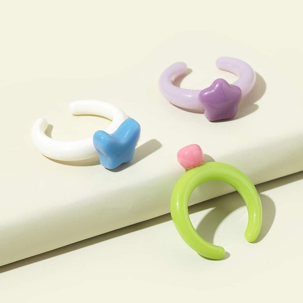 

3pcs Butterfly Decor Ring, Multicolor