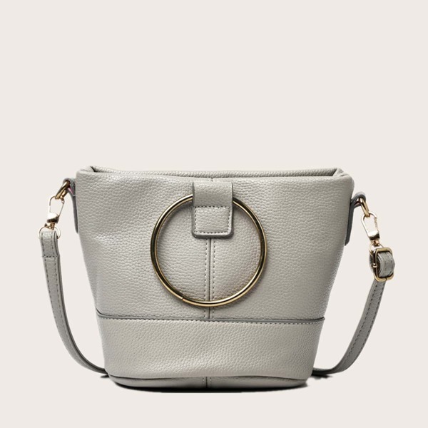 

Ring Decor Bucket Bag, Grey