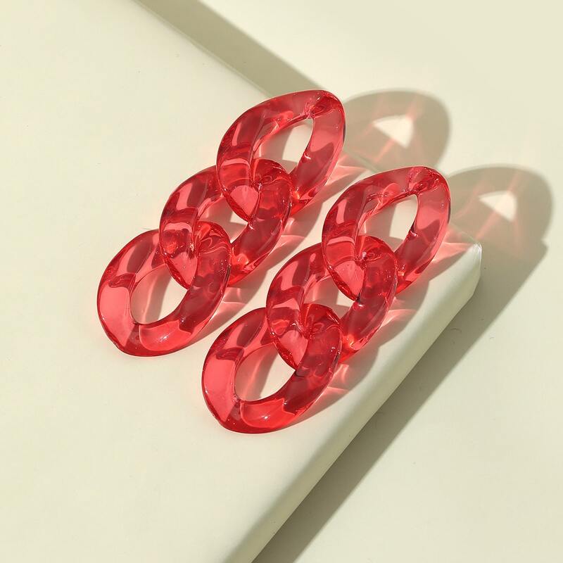 

Acrylic Chain Drop Earrings, Red