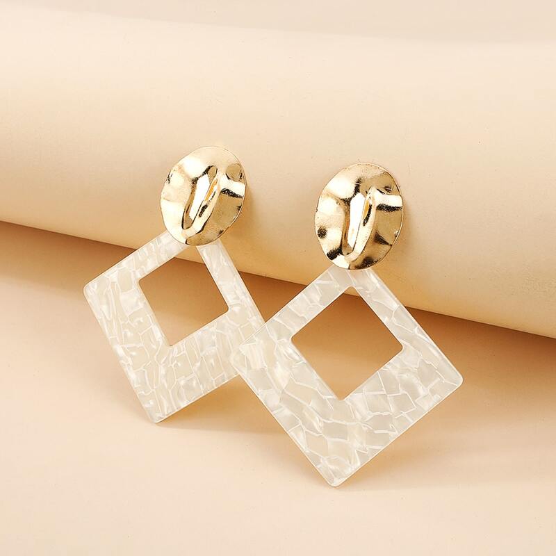

Geo Drop Earrings, Beige