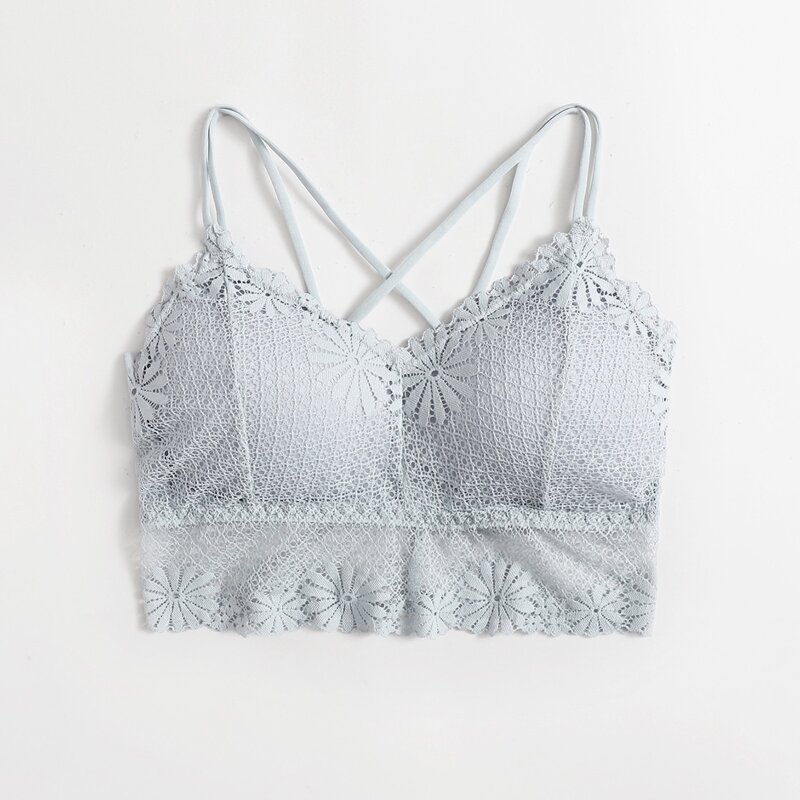 

Flower Lace Bralette, Light grey