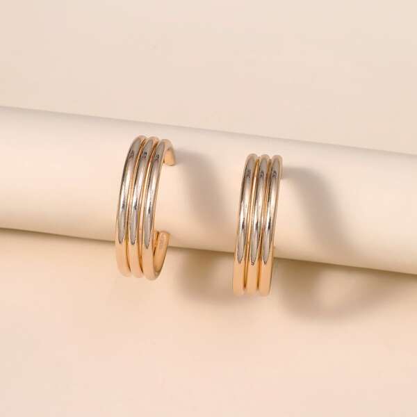

Layered Cuff Hoop Earrings, Gold