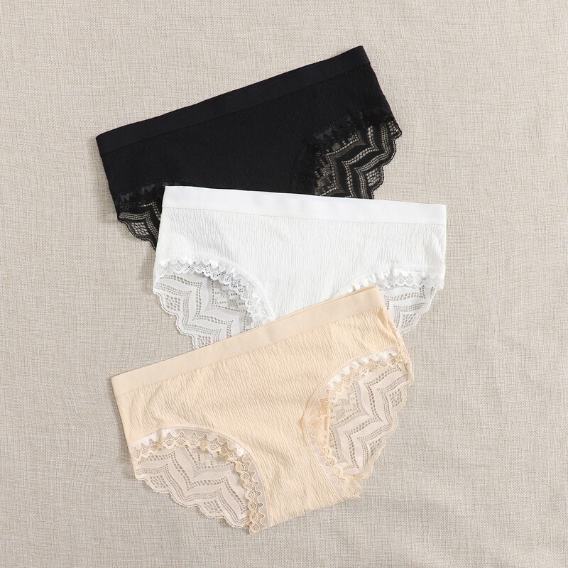 

3pack Contrast Lace Panty Set, Multicolor