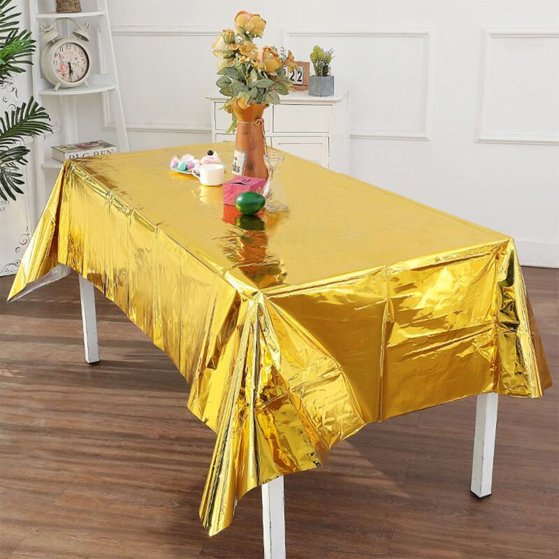 

1pc Metallic Disposable Tablecloth, Gold