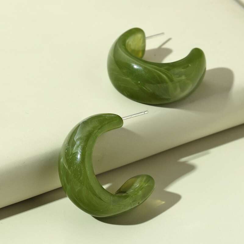 

Cuff Hoop Earrings, Green