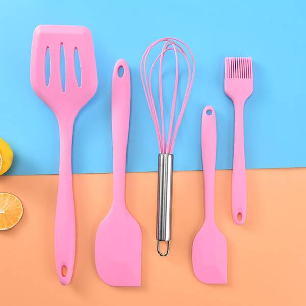 

5pcs Baking Spatula & Whisk Set, Pink