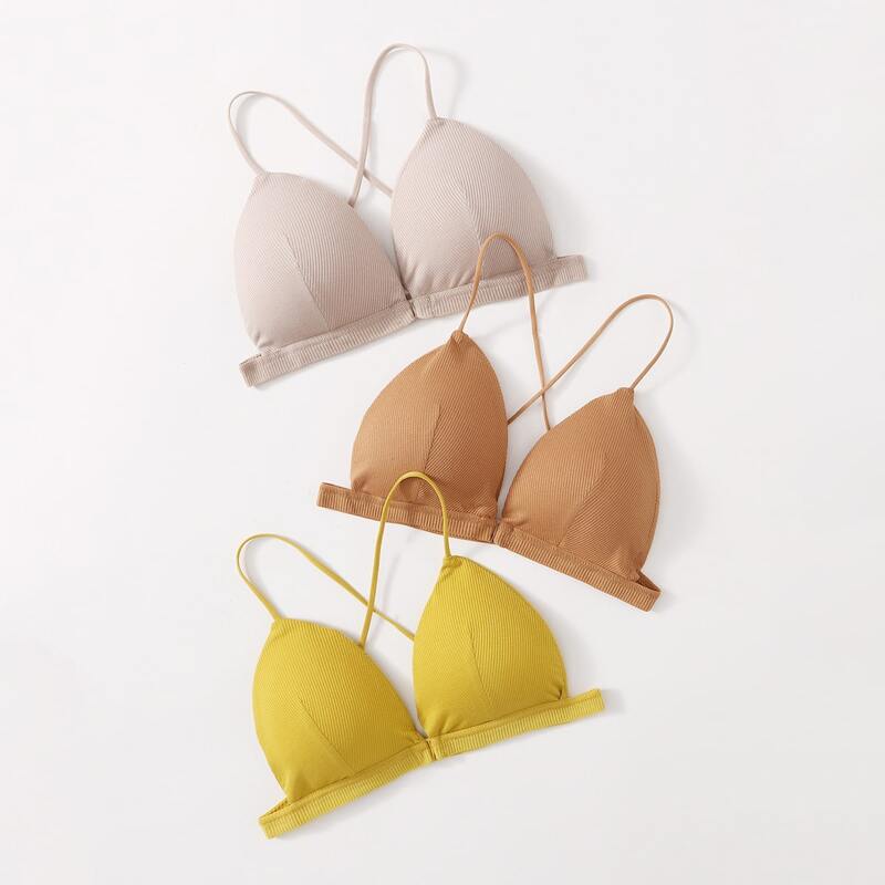 3pack Criss Cross Bra Set, Multicolor