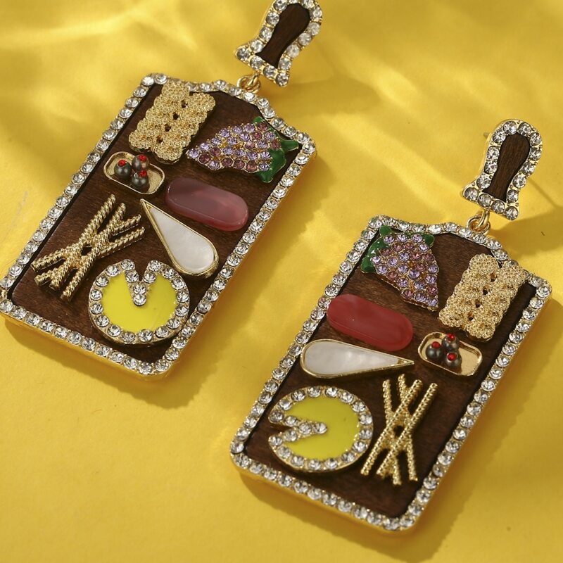 

Rhinestone Decor Drop Earrings, Brown