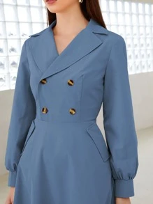 Modelyn Lapel Collar Double Breasted Shirt Dress