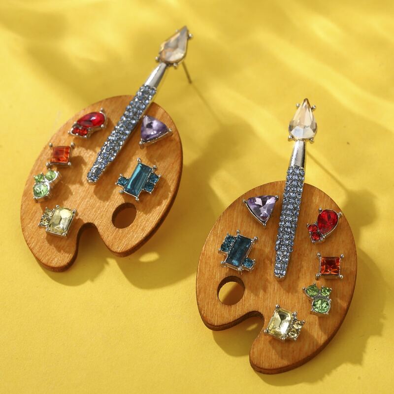 

Rhinestone Decor Drop Earrings, Brown