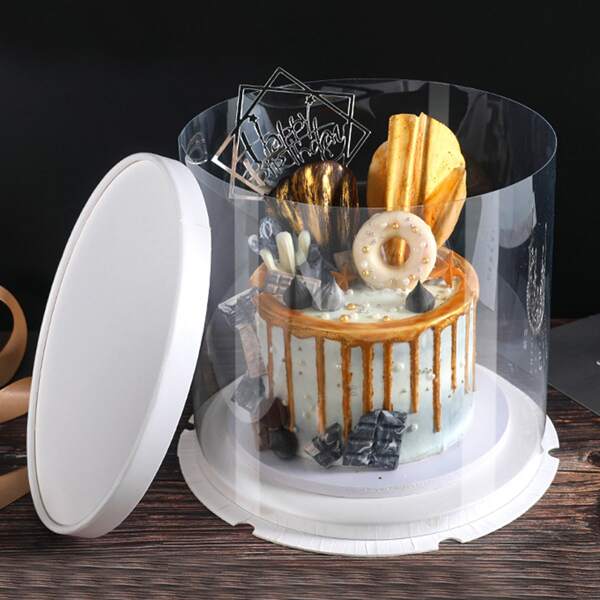 

1pc 4 Inch Round Cake Box Without Ribbon, White
