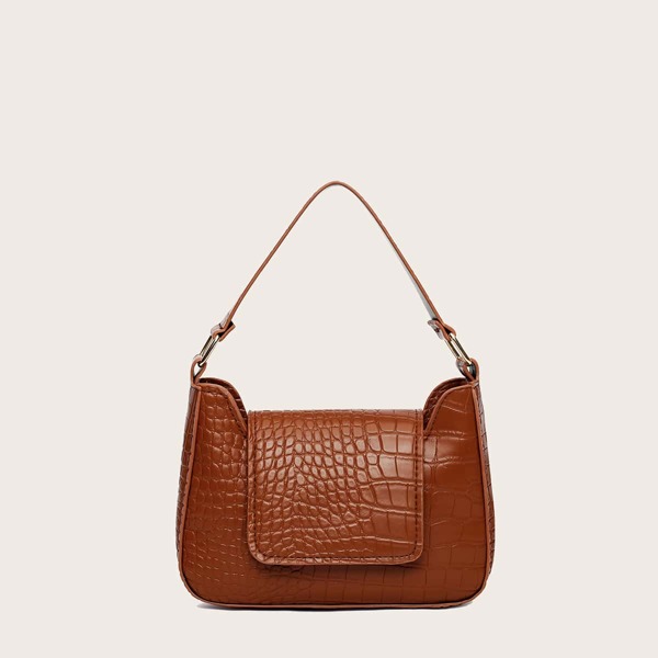 

Girls Croc Embossed Satchel Bag, Brown