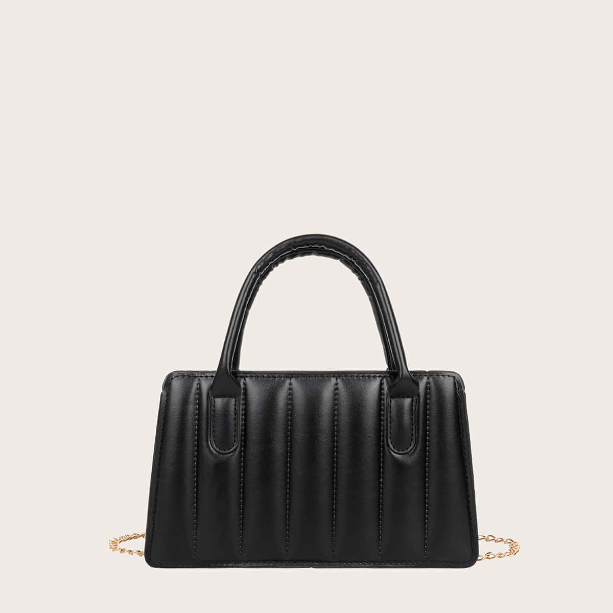 

Solid Chain Satchel Bag, Black
