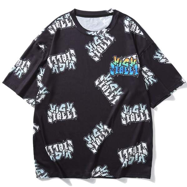 

Men Letter Graphic Short Sleeve Tee, Black