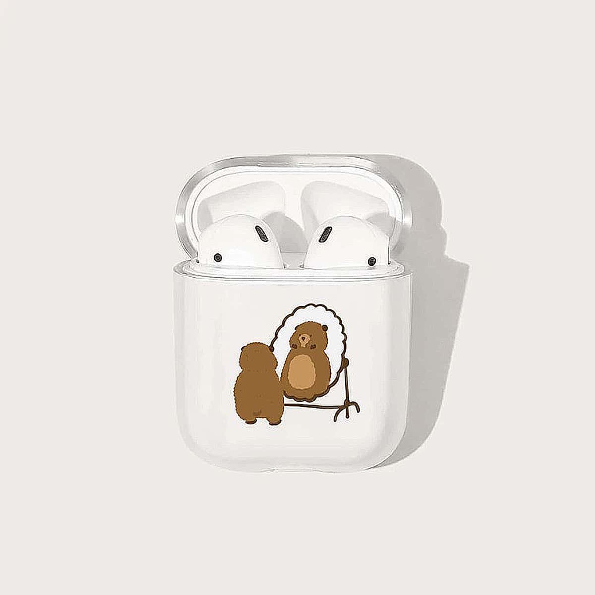 

Cartoon Bear Airpods Case, Clear