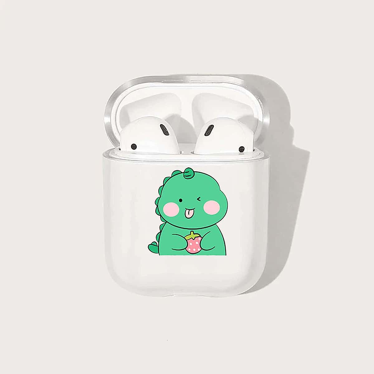 

Cartoon Dinosaur Airpods Case, Clear