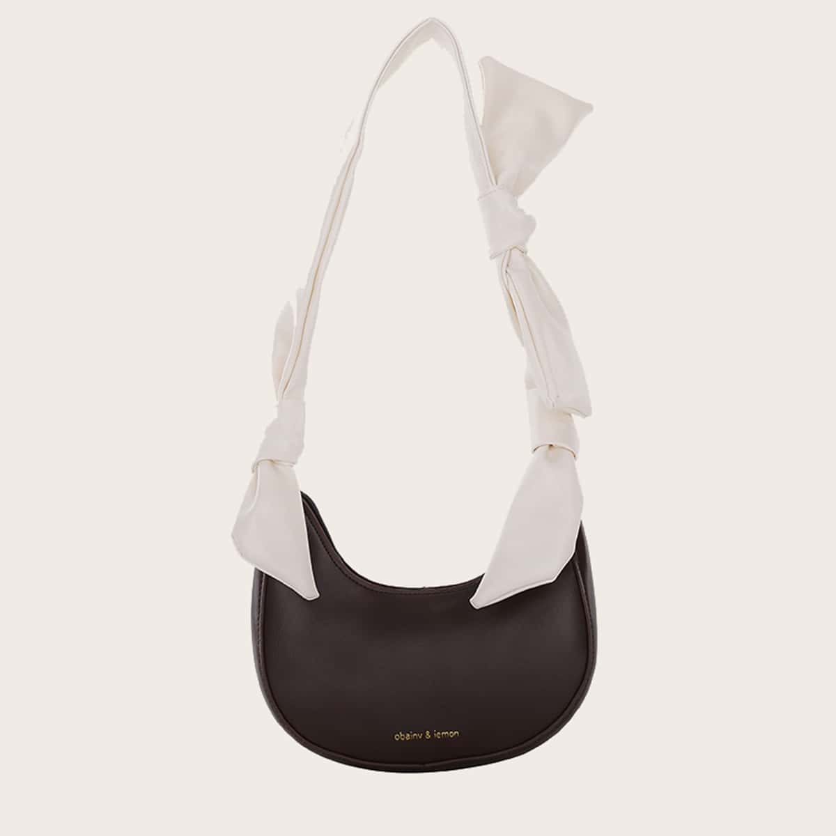 

Colorblock Knot Strap Hobo Bag, Coffee brown