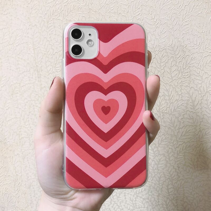 

Heart Print iPhone Case, Pink