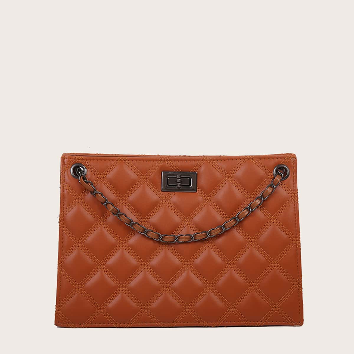 

Quilted Chain Shoulder Bag, Brown