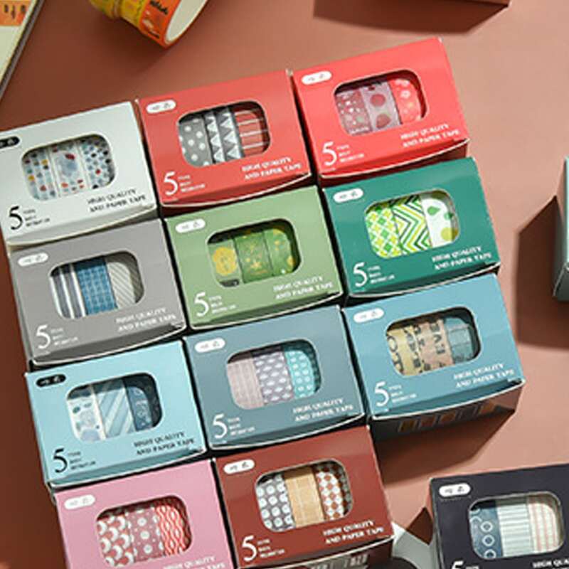 

5rolls Random Pattern DIY Tape, Multicolor
