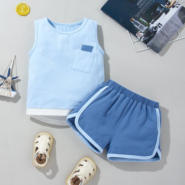 

Toddler Girls Pocket Combo Tank Top & Track Shorts, Blue