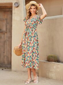 SHEIN Unity Đầm Dây kéo Hoa Boho - Nhiều màu - Xem 5