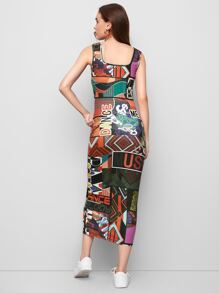Seusyu Pop Art Print Bodycon Dress - Multicolor - View 2