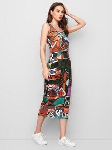 Seusyu Pop Art Print Bodycon Dress - Multicolor - View 4