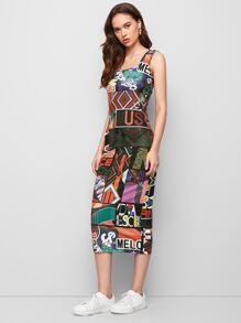 Seusyu Pop Art Print Bodycon Dress - Multicolor - View 5