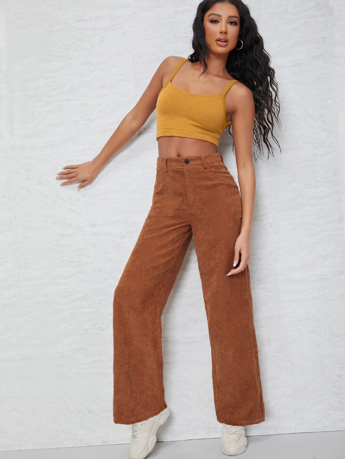 SHEIN Corduroy High Waisted Wide-Leg 