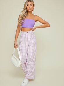 SHEIN Essnce Top corto de tirante unicolor - Lila Púrpura - Ver 5