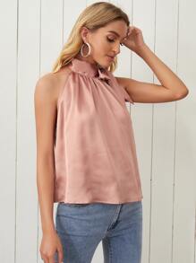 SHEIN Privé Top unicolor con nudo - Rosa vieja - Ver 5