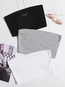 SHEIN EZwear 3 Pack Solid Crop Tube Top